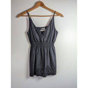 Y2K Old Navy Babydoll Tank Top Size Small Beaded Silk Whimsigoth Witchy Coquette